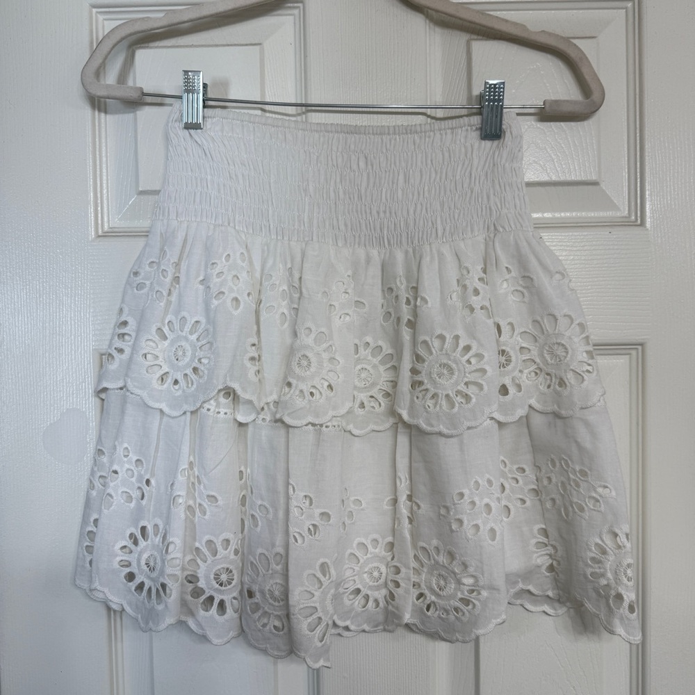 White Eyelet Tiered Skirt